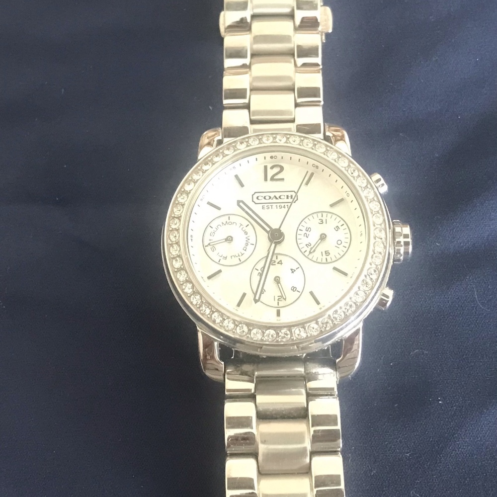 CLOSET CLOSEOUT! Coach silver chronograph watch